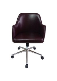 Resim Bilgisayar ve Çalışma Koltuğu Bordo Suni Deri Krom Yıldız Ayaklı 