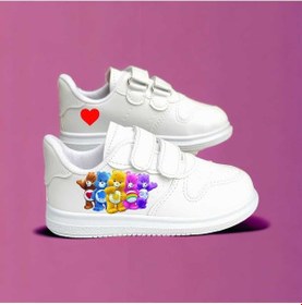 Resim Baskılı Ayıcık Baskılı Sneaker Spor Ayakkabı Sneaker Beyaz 