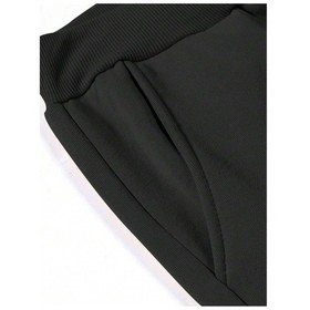 Resim Hypemode Letter Graphic Drawstring Waist Eşofman Altı Siyah 