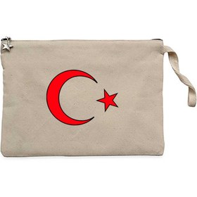 Resim Ay-Yıldız Krem Clutch Astarlı Cüzdan / El Çantası - Krem 