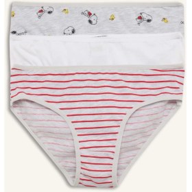 Resim DeFacto Snoopy Baskılı Penye 3'lü Slip Külot Kız Çocuk H0183A826SP 