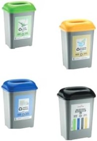Resim Geri Dönüşüm Atık Kağıt Atık Plastik Atık Cam Atık 4'lü Geri Dönüşüm Sıfır Atık Kutuları 50 LT 