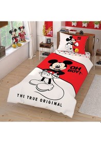 Resim Taç Lisanslı Disney Mickey Çek Tek Kişilik Nevresim Takımı 