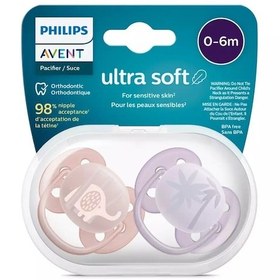 Resim Philips Avent Ultra Soft Yumuşak 2li Emzik 0-6 Ay - Kız Scf091/09 