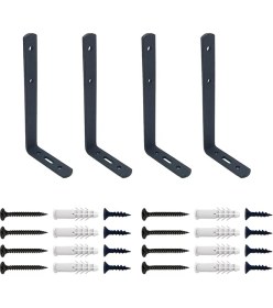 Resim 4-Ad Hafif Yük Modern Çelik Raf Altı Ayak Mat Siyah - Metal Raf Tutucu Destek Aparatı - Dekoratif L Konsol Demiri - Demir Raf Ayağı (Mat Siyah, 165 Mm) 