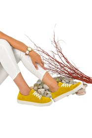 Resim Moosefield Kadın Sarı Hakiki Deri Sneaker 