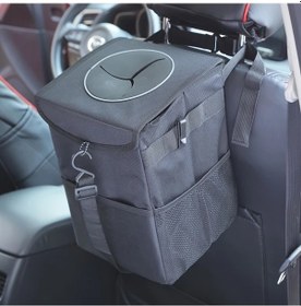 Resim Xuweiwei Siyah Araba Çöp Kutusu Sızdırmaz Kapaklı Depolama Cepli Dayanıklı Oxford Kumaş Koltuk Arkası Organizer 