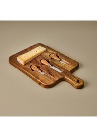 Resim Aroww Akasya Bıçaklı Kare Peynir Sunum Tahtası - Kahverengi - 37x22 Cm Çok Renkli 