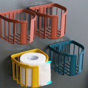 Resim 1 adet Kolay Kurulum, Matkap Gerektirmeyen Duvara Monte Tuvalet Kağıdı Tutucu - Banyo ve Yemek Odası Dekoru için Canlı Renklerde Alan Tasarrufu PVC Depolama Rafı, Banyo Organizatörleri ve Depolama 