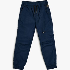Resim Erkek Çocuk Beli Bağlamalı Pamuklu Paraşüt Jogger Pantolon 