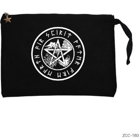 Resim The Witches Pentagram Siyah Clutch Astarlı Cüzdan / El Çantası - Siyah 