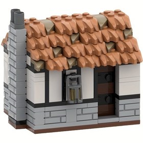 Resim 230 parça Ortaçağ Mimarisi Küçük Ev Yapı Blokları Genişletilebilir Ev Modeli Köy Mini Kale Oyuncak Noel Hediyesi 