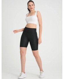 Resim Vogsign Kadın Dalgıç Kumaş Toparlayıcı Yüksek Bel Şort Tayt 222 Siyah 