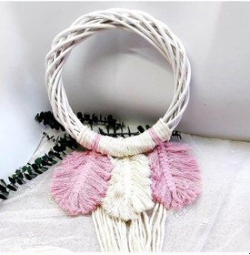 Resim Çelenk Makrome Kız Bebek Odası Kapı Süsü Çok Renkli 