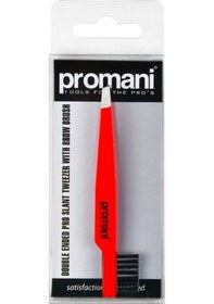 Resim Promani PR-929 Eğik Uçlu Kaş Fırçalı Cımbız Kırmızı 
