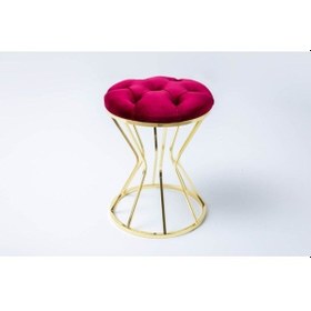 Resim Bordo Metal Ayaklı Puf Tabure Koltuk Karışık 