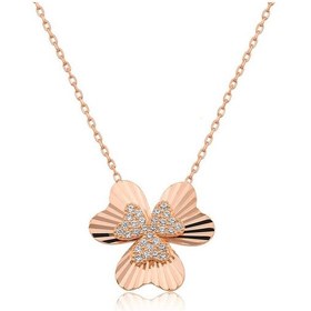 Resim 925 Ayar Gümüş Kalp Yonca Kadın Gümüş Kolye 