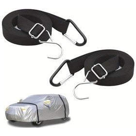 Resim Honeybeeshop 2pcs Siyah Dayanıklı Nylon Araç Örtüsü Kayışı - Ayarlanabilir Rüzgar Geçirmez Suv Minibüs Kamyon İçin 