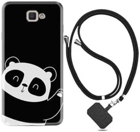 Resim kilifland Samsung Galaxy J7 Prime J7 Prime 2 ile Uyumlu Kılıf Silikon Desen Boyun Askılı Bay Bay Panda 1784 