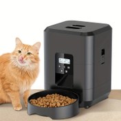 Resim 2L Akıllı Otomatik Kedi Besleyici - USB ve Pil Gücü, Ses Kaydı ile Programlanabilir Pet Yiyecek Dağıtıcısı, Kediler ve Köpekler için Bellek Zamanlayıcı Besleyici, Şık Siyah Tasarım, Dijital Ekran, Çoklu Besleme Programları, Otomatik Pet Besleyici, Modern Pet Aksesuarı, Dayanıklı Yapı, Pil Olmadan 