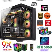 Resim Zeiron GTA-VI X32 Black Ryzen 7 5700X 32GB Ram 1TB M.2 Nvme SSD 8GB GDDR7 RTX5060 Ekran Kartı Premium Masaüstü Bilgisayar 
