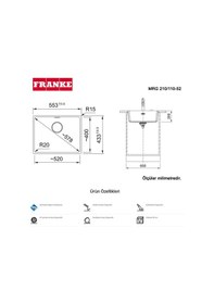 Resim Franke Mrg 210 / 110-52 Granit Eviye. Tezgah Altı. Stone Grey 