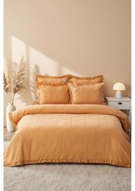 Resim Rivaistanbul Fiorella Turuncu Çift Kişilik %100 Pamuklu Nakışlı Yatak Örtüsü Takımı 6 Parça Uyku & Çeyiz Seti 
