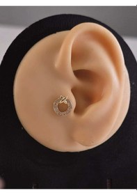 Resim Halka X Artı Model Kıkırdak Piercing Tragus Helix Altın Kaplama Gold Renk Küpe Gold 