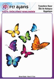 Resim F17 Ajans Ütü ile Yapışan Tekstil DTF Transfer Baskı Kelebekler 