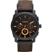 Resim Fossil Machine Erkek Kol Saati – 24 Saat Kronometre, Takvim, Çelik Kasa, Deri Kayış, 5 ATM Su Geçirmez Mineral Cam 