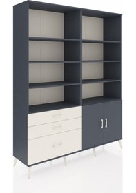 Resim Hyperion Gardrop 9 Raflı 3 Çekmeceli 2 Kapaklı 176x44x221 Antrasit-antrasit/aytaşı Antrasit/aytaşı 