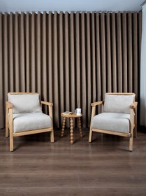 Resim Aberteka MERLİN Doğal Ahşap Çay Seti Koltuk Takımı İki Berjer + Yan Sehpa (Salon, Balkon, Ofis Mobilyası) 