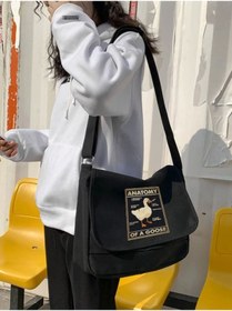 Resim Violon Duck Anatomy Unisex Siyah Postacı Çantası 