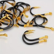 Resim 50 Adet Premium Tungsten Çelik Balıkçılık Kancaları Barb'larla - Siyah & Altın, Sazan, Levrek ve Crappie Balıkçılığı için Keskin Kavisli Kanca 