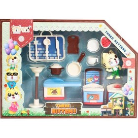 Resim Sevimli Yavru Kedi Mutfak Seti 