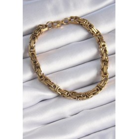 Resim 316L Çelik Gold Renk Kral Zincir Model Erkek Bileklik - TJ-EB3693 