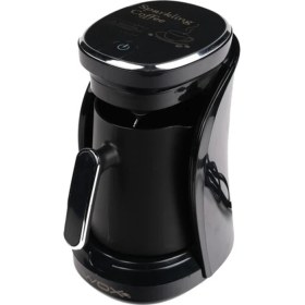 Resim Şık Mat Krom Kahve Makinesi, Sade ve Modern Tasarım 