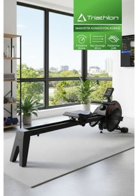 Resim Triathlon T-231 Manyetik Kondisyon Küreği Paslanmaz Çelik 8 Kademeli Direnç 68 Cm Ray 