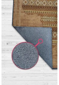 Resim Homshtag Art Deko Vintage Afrikalı Temalı Kahverengi Renk Etnik Halı Çok Renkli 