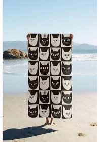 Resim Dijital Baskı Plaj Deniz Havlusu Kedi Desenli Peştamal Hvl0075 Renkli 