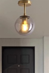 Resim Avize Pazarı Mini Modern Spor Gold Füme Camlı Tavan Plofonyer 