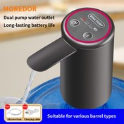 Resim MOREDOR USB Elektrikli Su Şişesi Pompası, 5.0-18.93 L Şişeler için Taşınabilir Otomatik Dağıtıcı, 1200mAh Lityum Pil, Çift Pompa Su Çıkışı, Uzun Ömürlü Güç, Kamp ve Açık Hava Kullanımı İçin İdeal, Taşınabilir Su Pompası, Çok Yönlü Kablolar, Yüksek Kaliteli Elektronikler 