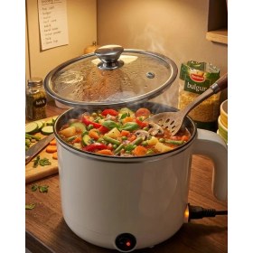 Resim Uravas Store Mini Elektrikli Yemek Pişirici 1 Litre Buharlı Pişirme Tepsili Mutfak Tenceresi 