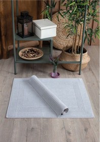 Resim 2'li Ayak Havlusu Seti-çerçeveli & %100 Pamuk Havlu Takımı Gri 