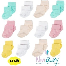 Resim Novibaby 12'li Bambu Yenidoğan Bebek Çorap I Fresh I Kız Erkek Bebek Çorabı Çok Renkli 