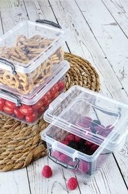 Resim 6'lı Kilit Kapaklı Buzdolabı Organizer Ve Yemek Erzak Saklama Kabı Seti 750 ml, POO.541 