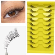 Resim 10 Çift Sahte Kirpik 3-5-9mm Karışık Uzunluk Tilki Gözü Kirpikleri D Kıvrımı Wispy Faux Mink Kirpikleri Kabarık Peri Kedi Gözü Kirpikleri Doğal Görünüm 
