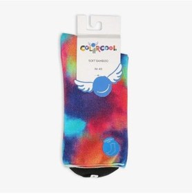 Resim Roll Top Lastiksiz Kadın Batik Baskılı Soket Çorap Siyah 