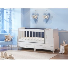 Resim Karyola Olabilen Sallanır Beşik + Uyku Setli + Yatak Beyaz 