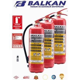 Resim 6 Kg Ruhsata Uygun 4yıl Köpüklü Yangın Tüpü 3 Adet Set Talimat-levha-askı 